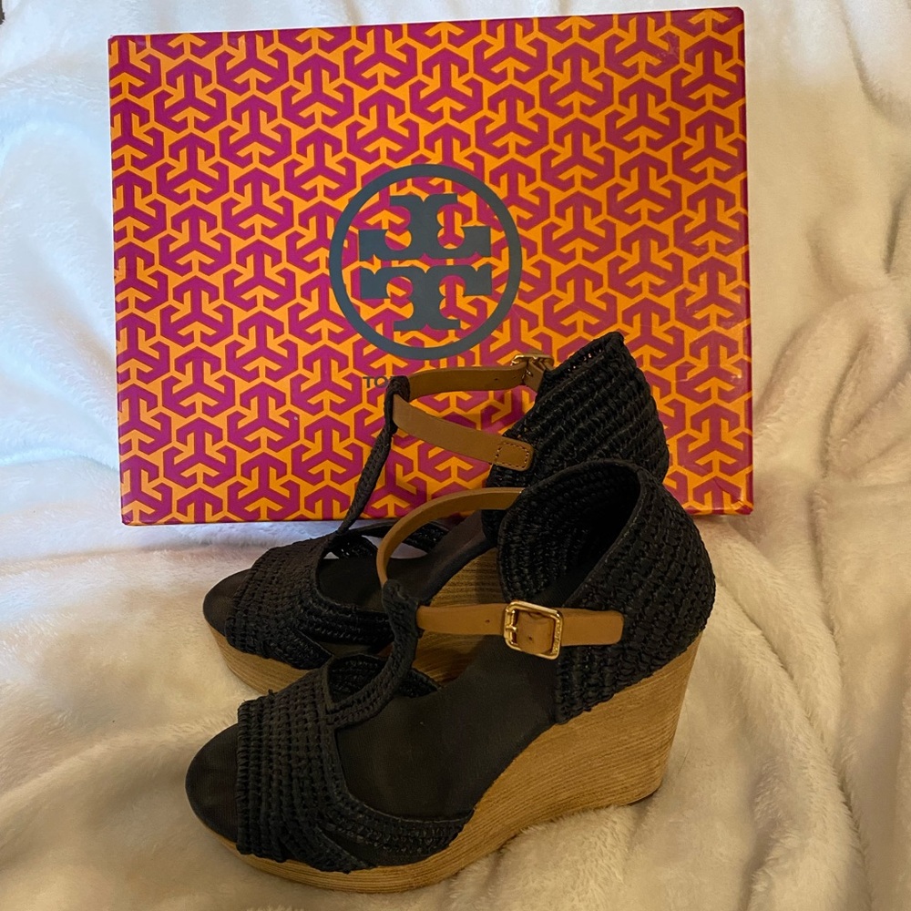 Tory Burch Navy Wedges Size 7.5
